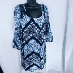 Global escape blue cold shoulder dress nwt international large 155